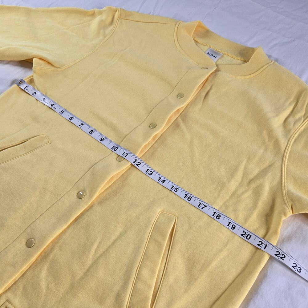 Blair Fleece Jacket Cardigan Snap Front Butter Yellow Size Petite Medium Pockets - Picture 8 of 10